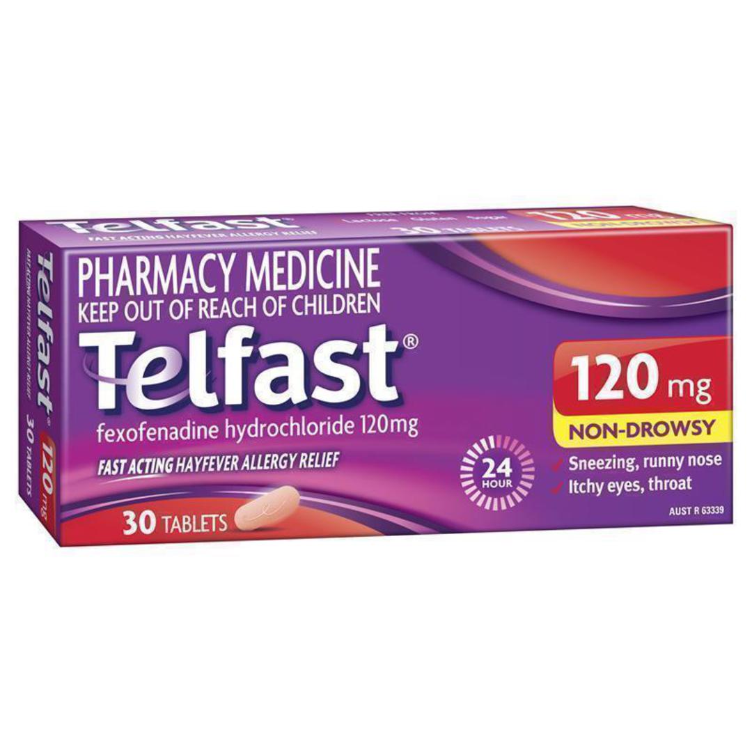 Telfast 120mg Tablets 30 Tablets (Fexofenadine) image 0